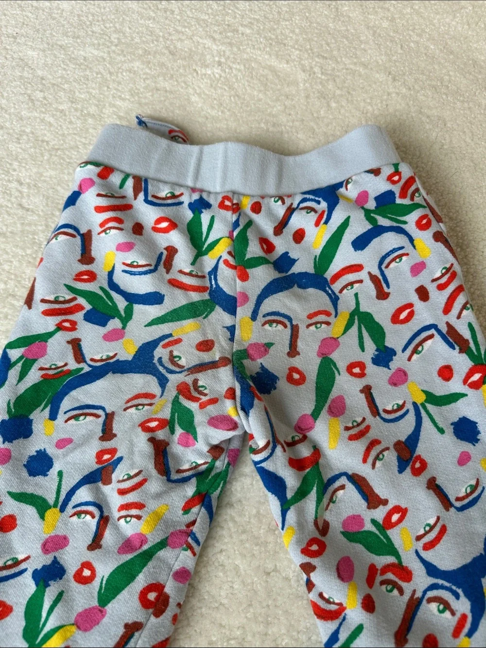 Nordstrom Cristina Martinez  Abstract Face Print Joggers - Light Blue Base